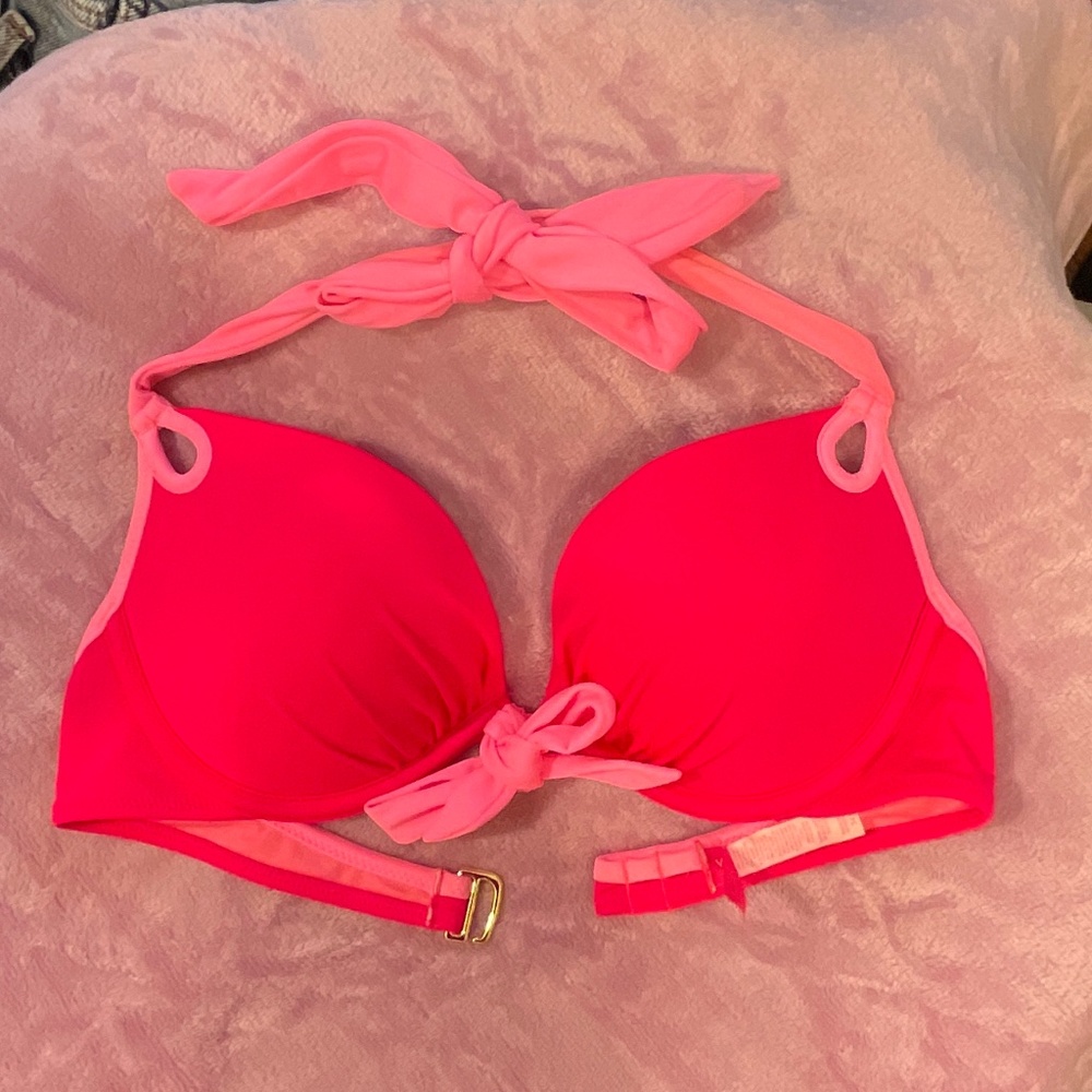 BNWOT VICTORIAS SECRET HOT PINK BIKINI TOP SIZE 34B